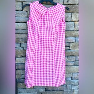 Vintage Liberty Circle Barbie Shift Dress in pink and white gingham